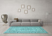 Machine Washable Persian Light Blue Traditional Rug in a Living Room, wshtr4109lblu