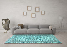Machine Washable Persian Light Blue Traditional Rug in a Living Room, wshtr4109lblu