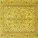 Square Machine Washable Persian Yellow Traditional Rug, wshtr4109yw