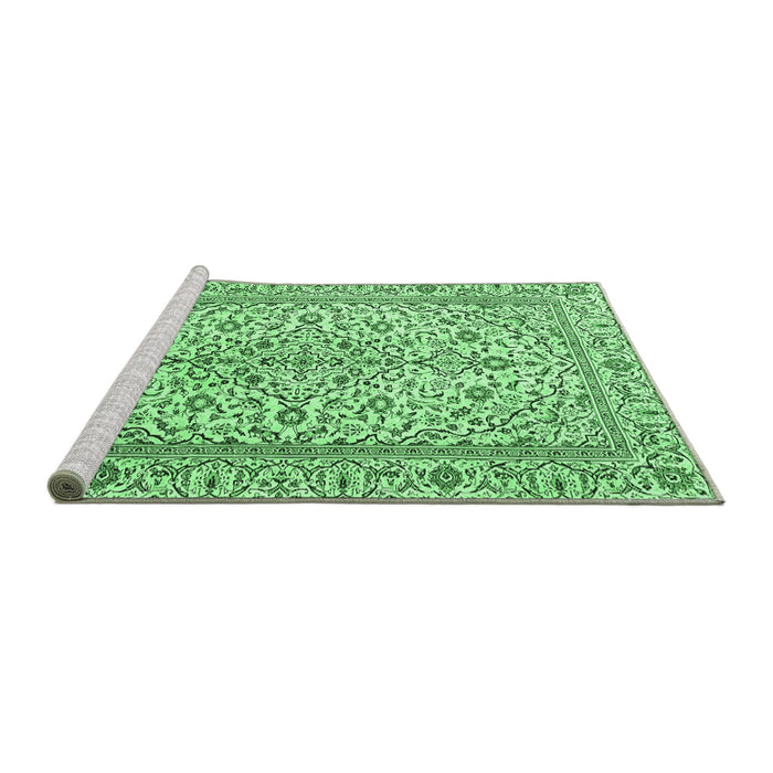Sideview of Machine Washable Persian Emerald Green Traditional Area Rugs, wshtr4109emgrn