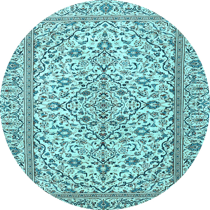 Round Machine Washable Persian Light Blue Traditional Rug, wshtr4109lblu