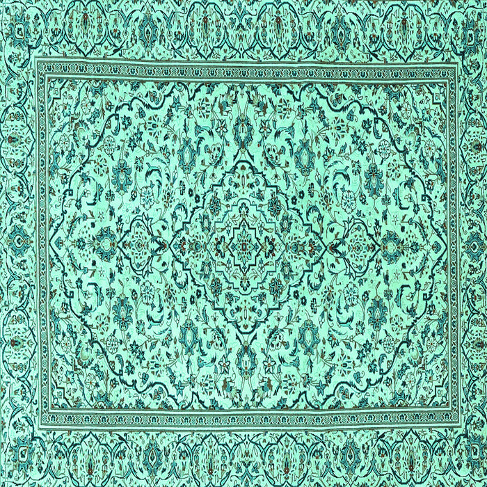 Square Machine Washable Persian Turquoise Traditional Area Rugs, wshtr4109turq