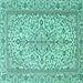 Square Machine Washable Persian Turquoise Traditional Area Rugs, wshtr4109turq