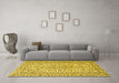 Machine Washable Persian Yellow Traditional Rug in a Living Room, wshtr4109yw