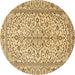 Round Persian Brown Traditional Rug, tr4109brn
