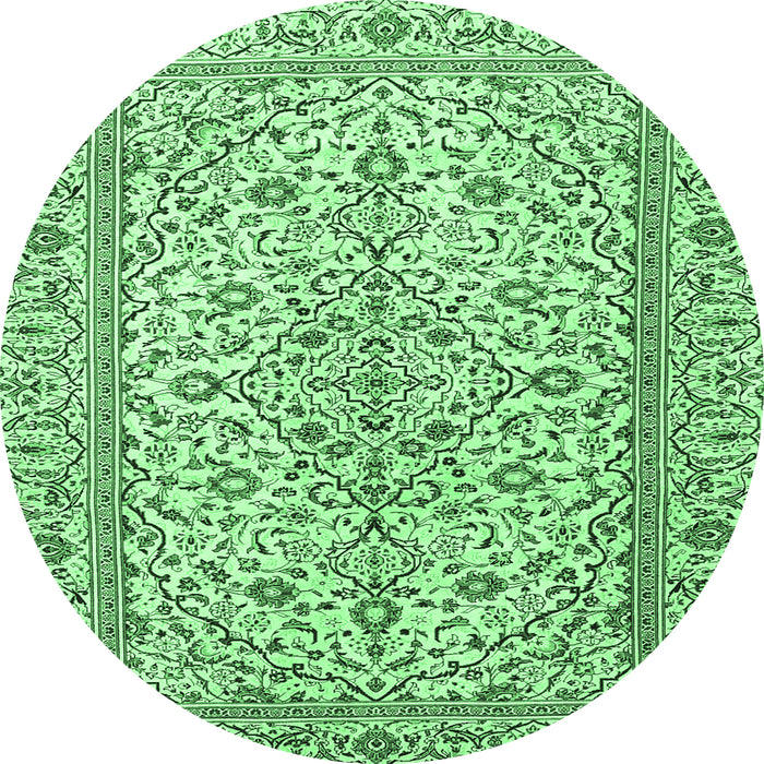 Round Persian Emerald Green Traditional Rug, tr4109emgrn