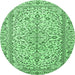 Round Persian Emerald Green Traditional Rug, tr4109emgrn