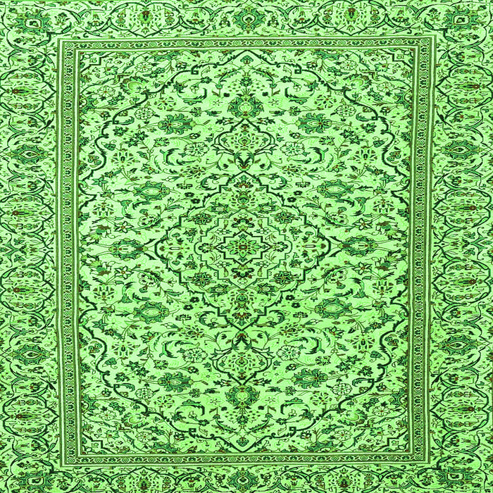 Round Machine Washable Persian Green Traditional Area Rugs, wshtr4109grn