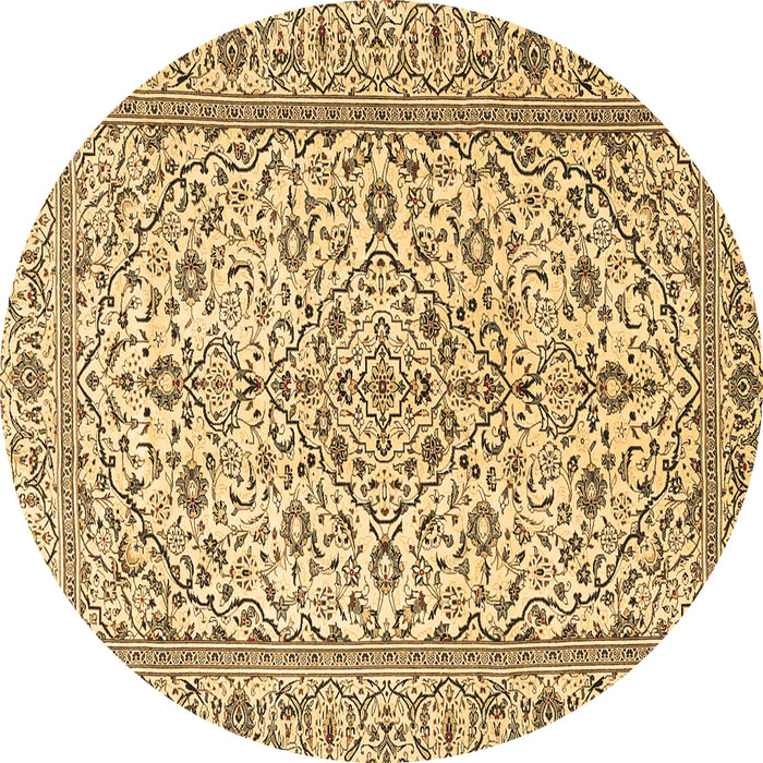 Round Machine Washable Persian Brown Traditional Rug, wshtr4109brn
