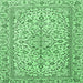 Square Machine Washable Persian Emerald Green Traditional Area Rugs, wshtr4109emgrn