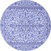 Round Machine Washable Persian Blue Traditional Rug, wshtr4109blu