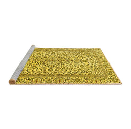 Sideview of Machine Washable Persian Yellow Traditional Rug, wshtr4109yw