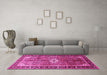 Machine Washable Persian Pink Traditional Rug in a Living Room, wshtr410pnk