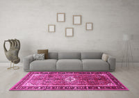 Machine Washable Persian Pink Traditional Rug, wshtr410pnk