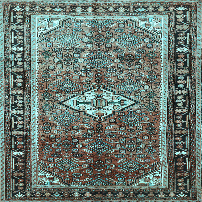 Square Machine Washable Persian Light Blue Traditional Rug, wshtr410lblu