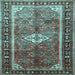 Square Machine Washable Persian Light Blue Traditional Rug, wshtr410lblu