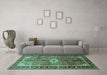 Machine Washable Persian Turquoise Traditional Area Rugs in a Living Room,, wshtr410turq