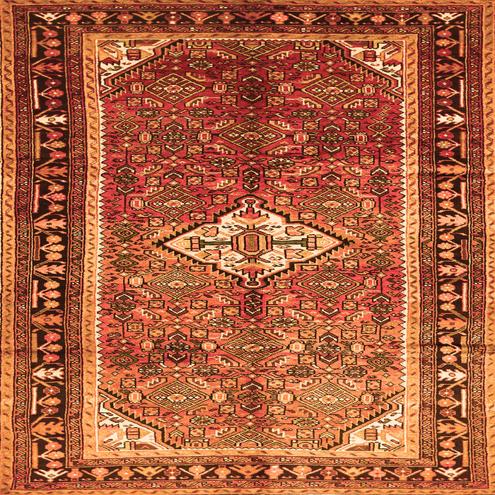 Round Machine Washable Persian Orange Traditional Area Rugs, wshtr410org