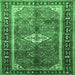 Square Machine Washable Persian Emerald Green Traditional Area Rugs, wshtr410emgrn