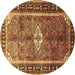 Round Persian Brown Traditional Rug, tr410brn