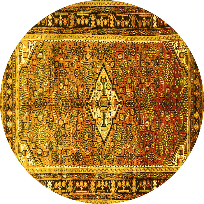 Round Persian Yellow Traditional Rug, tr410yw