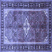 Square Machine Washable Persian Blue Traditional Rug, wshtr410blu