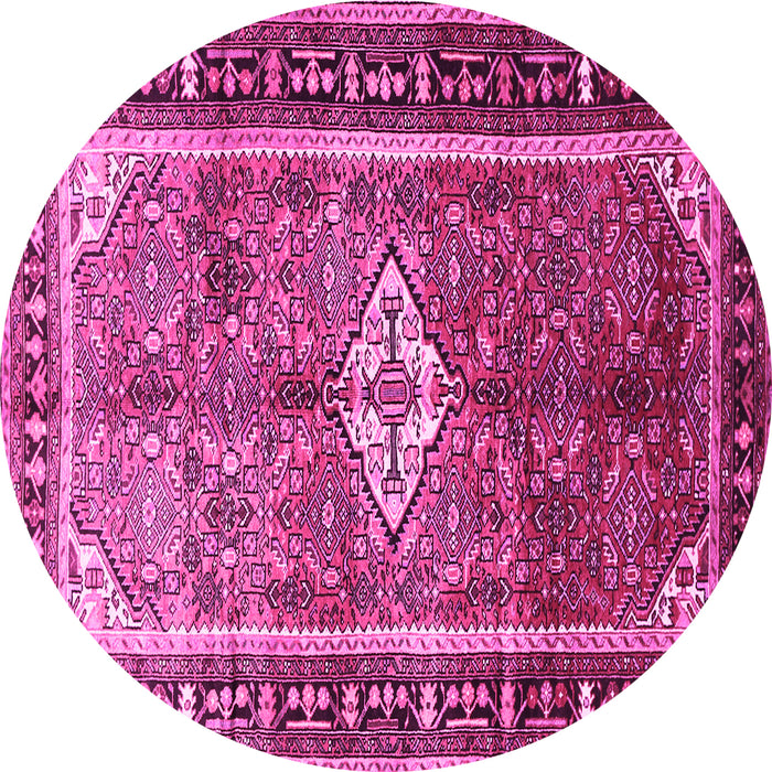 Round Machine Washable Persian Pink Traditional Rug, wshtr410pnk