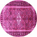 Round Machine Washable Persian Pink Traditional Rug, wshtr410pnk