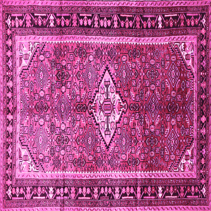 Square Machine Washable Persian Pink Traditional Rug, wshtr410pnk