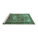 Sideview of Machine Washable Persian Turquoise Traditional Area Rugs, wshtr410turq