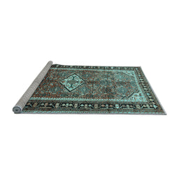 Sideview of Machine Washable Persian Light Blue Traditional Rug, wshtr410lblu