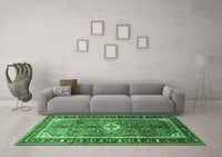 Machine Washable Persian Emerald Green Traditional Rug, wshtr410emgrn