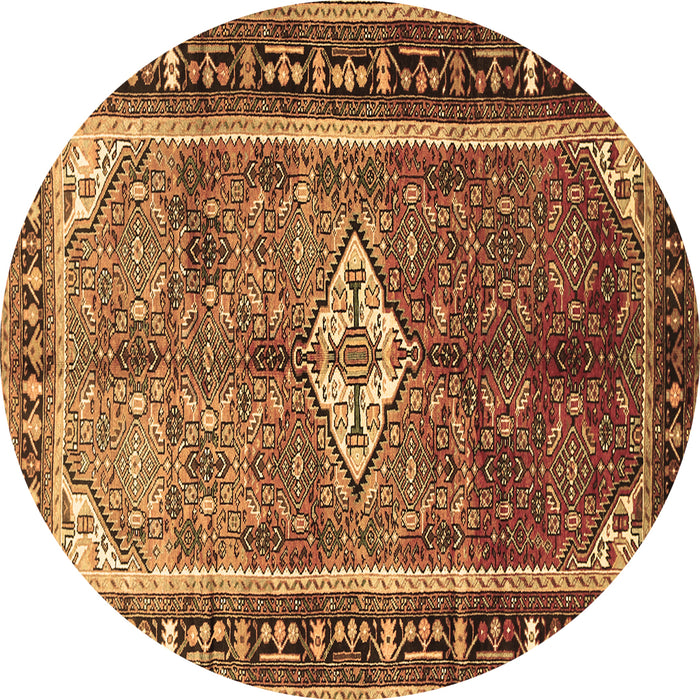 Round Machine Washable Persian Brown Traditional Rug, wshtr410brn