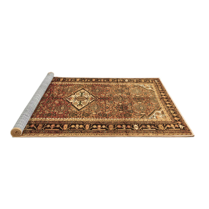 Sideview of Machine Washable Persian Brown Traditional Rug, wshtr410brn