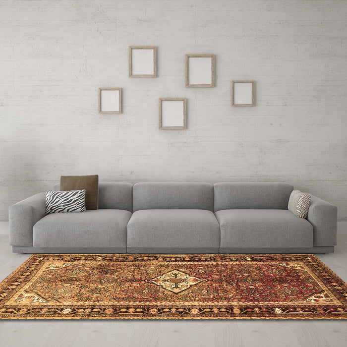 Machine Washable Persian Brown Traditional Rug in a Living Room,, wshtr410brn