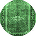 Round Persian Emerald Green Traditional Rug, tr410emgrn