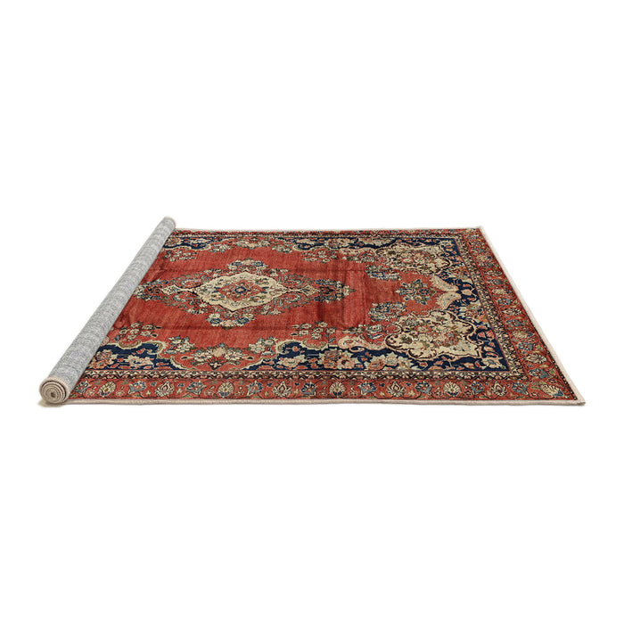 Sideview of Machine Washable Traditional Tomato Red Rug, wshtr411