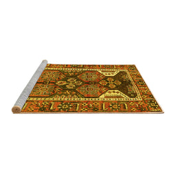 Sideview of Machine Washable Persian Yellow Traditional Rug, wshtr4110yw