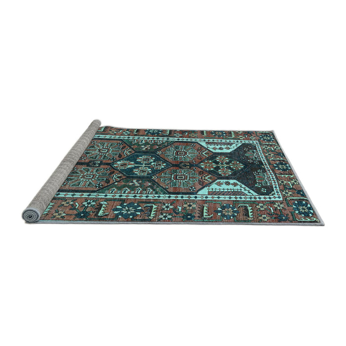 Sideview of Machine Washable Persian Light Blue Traditional Rug, wshtr4110lblu