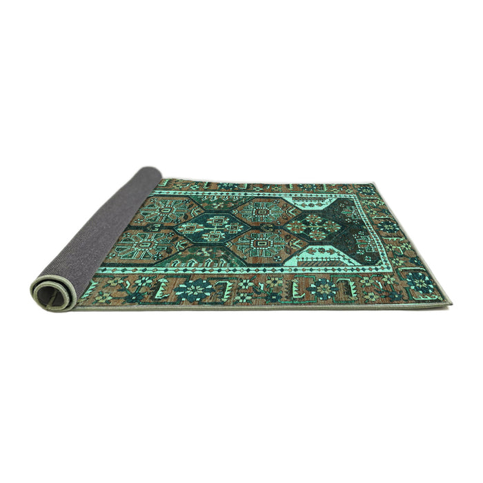 Sideview of Persian Turquoise Traditional Rug, tr4110turq