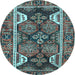 Round Machine Washable Persian Light Blue Traditional Rug, wshtr4110lblu