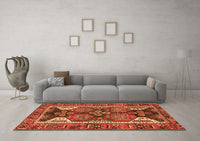 Machine Washable Persian Orange Traditional Rug, wshtr4110org