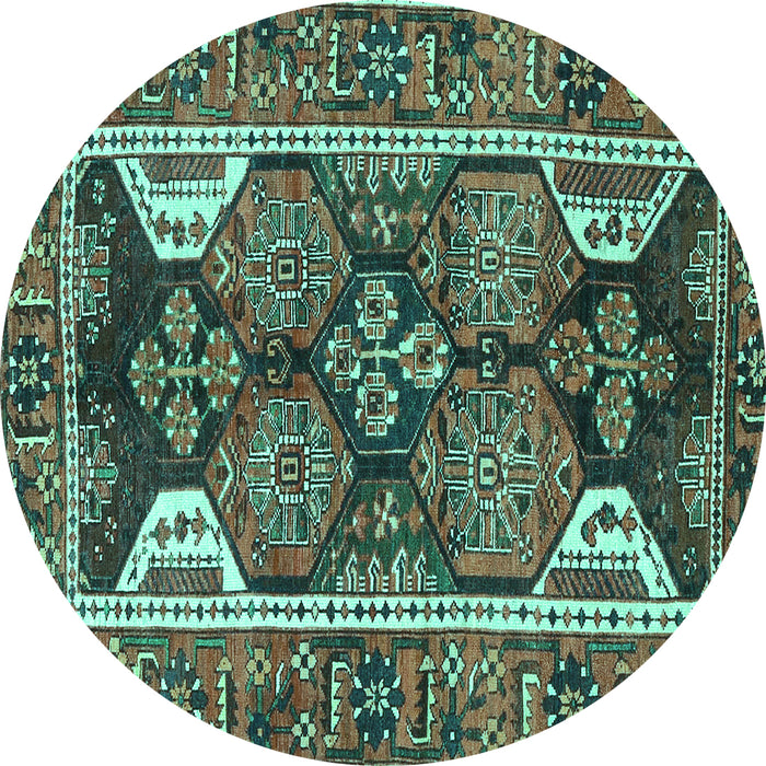 Round Machine Washable Persian Turquoise Traditional Area Rugs, wshtr4110turq