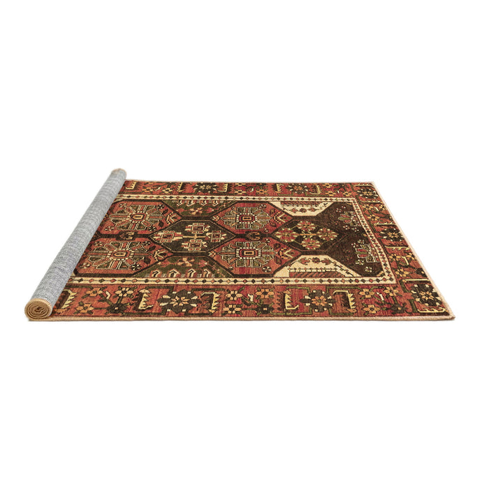 Sideview of Machine Washable Persian Brown Traditional Rug, wshtr4110brn