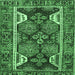 Square Machine Washable Persian Emerald Green Traditional Area Rugs, wshtr4110emgrn