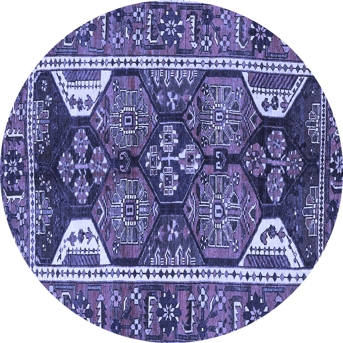 Round Machine Washable Persian Blue Traditional Rug, wshtr4110blu