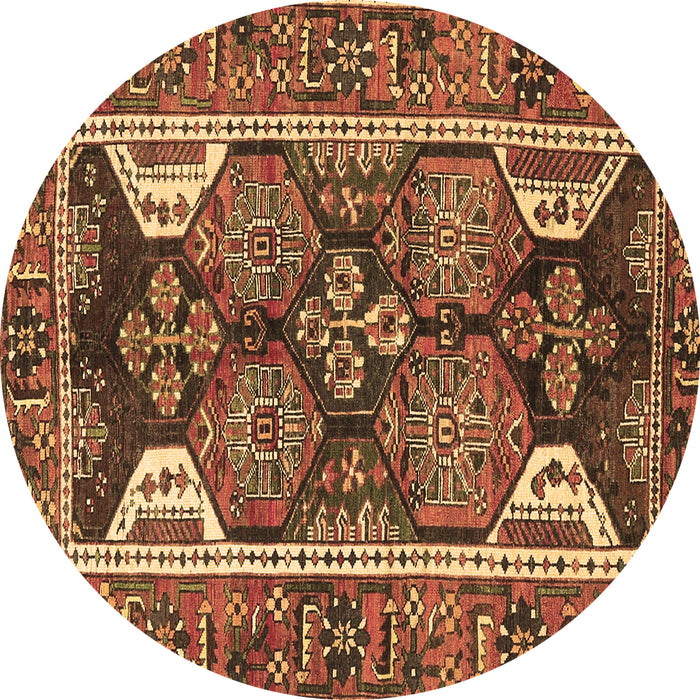 Round Persian Brown Traditional Rug, tr4110brn