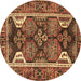 Round Persian Brown Traditional Rug, tr4110brn