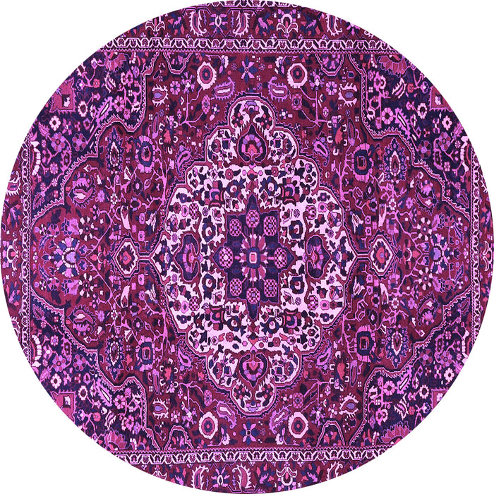 Round Machine Washable Persian Purple Traditional Area Rugs, wshtr4111pur