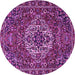 Round Machine Washable Persian Purple Traditional Area Rugs, wshtr4111pur